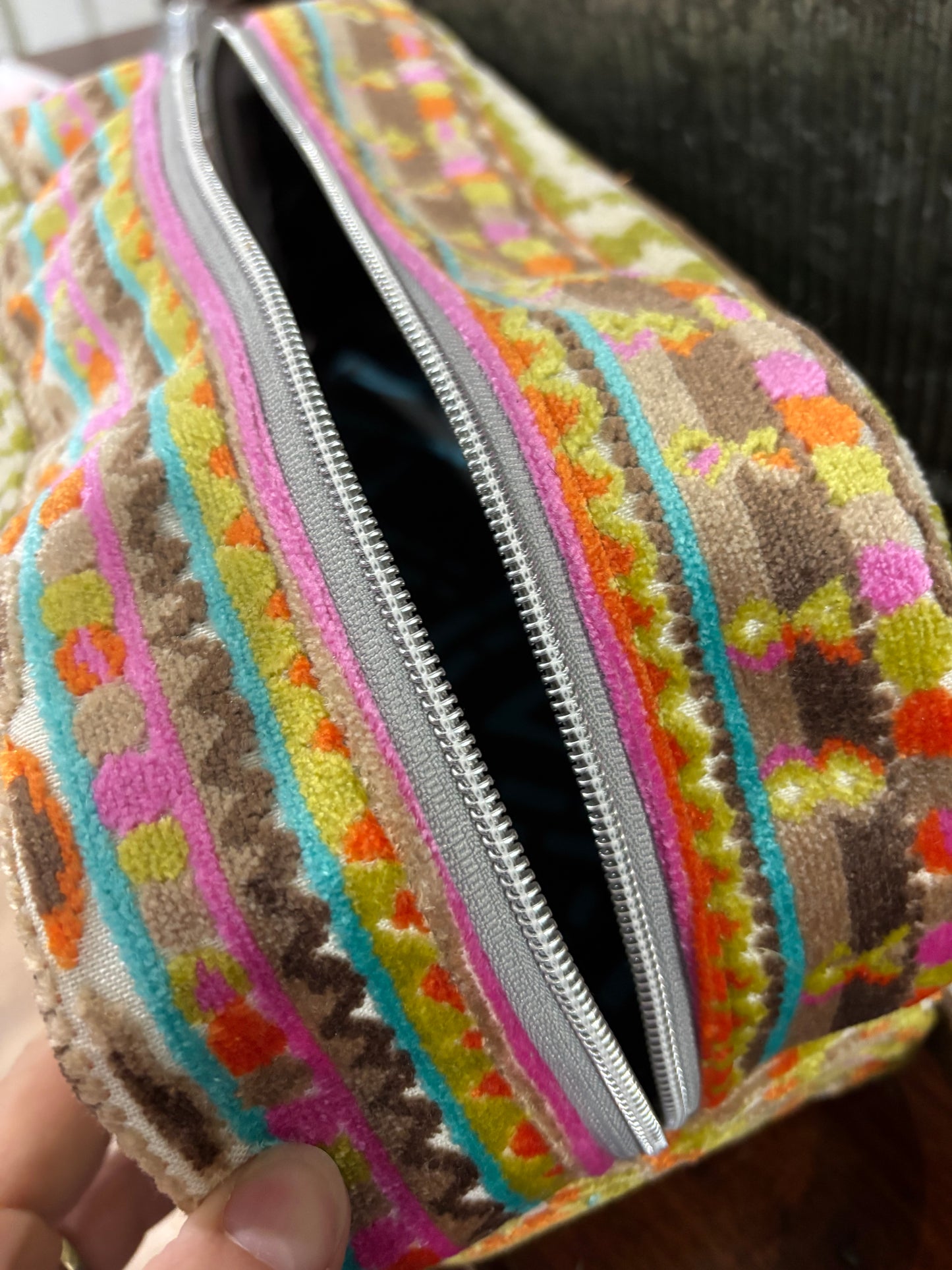 Vanity Bag Lime & Citrus Aztec with rivet trim - DMD Bags