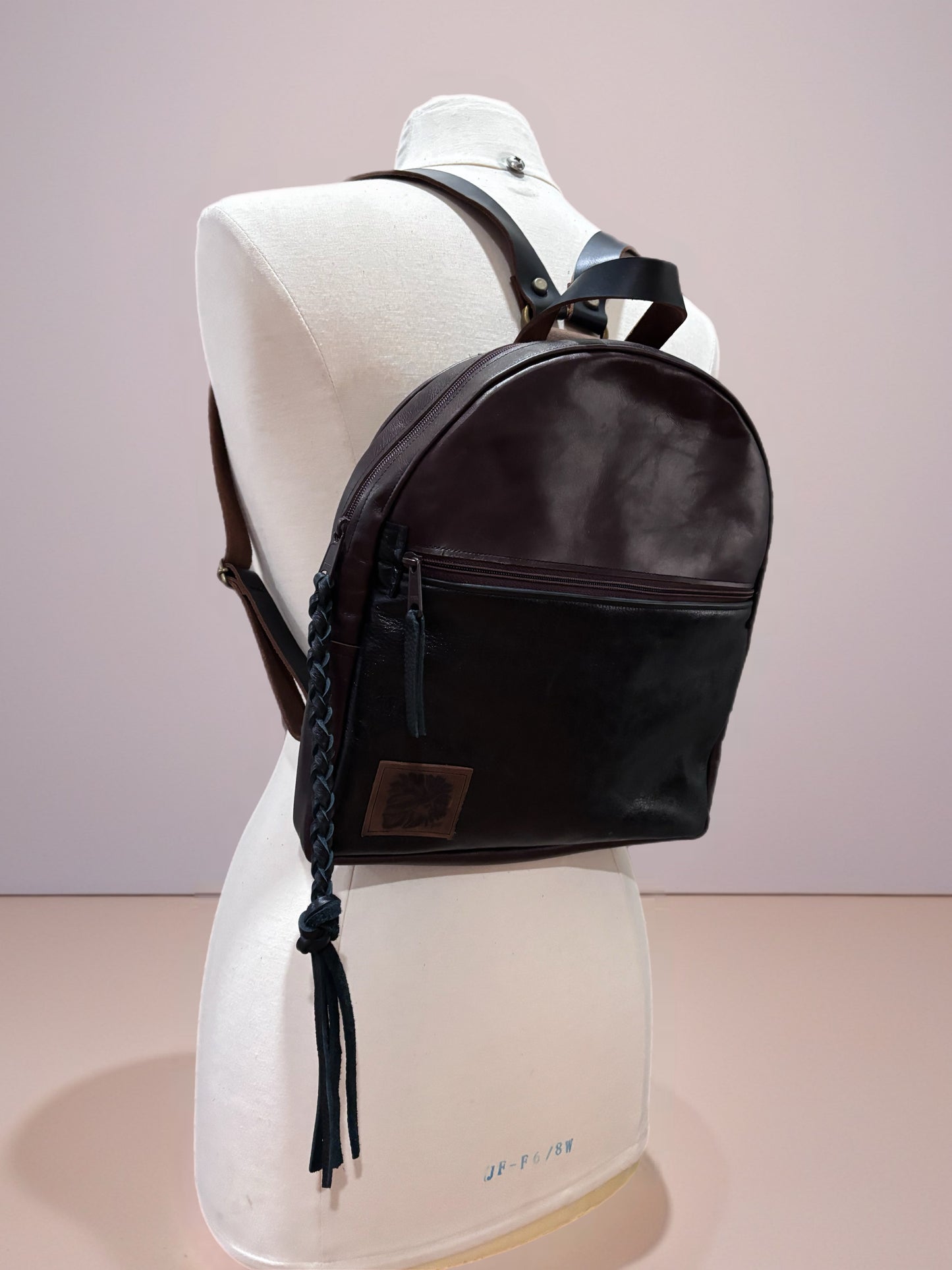 Leather Back Pack-Chocolate and Black - DMD Bags