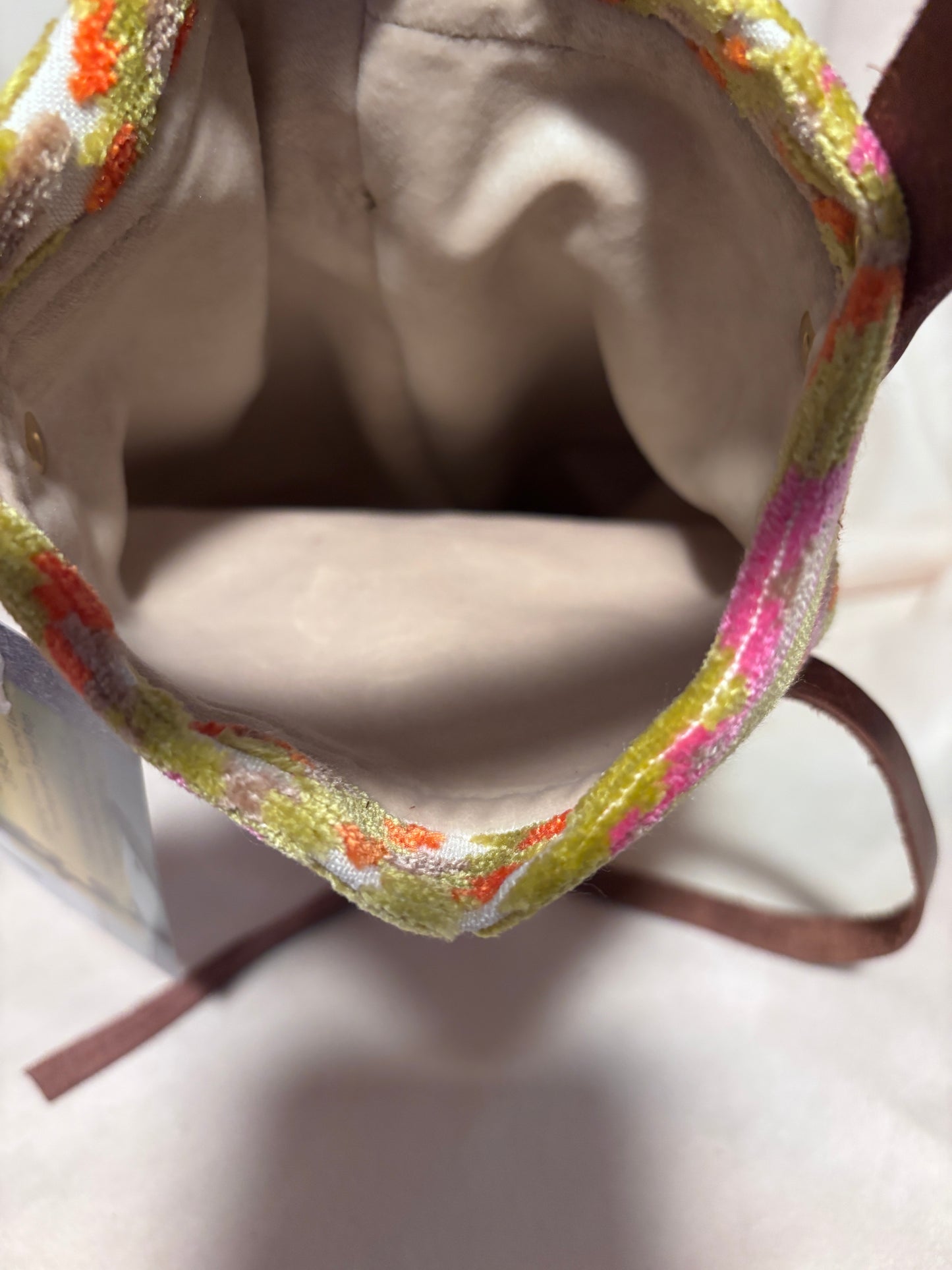 Wine Bottle Tote - Bright Pinks & Lime Cut Velvet