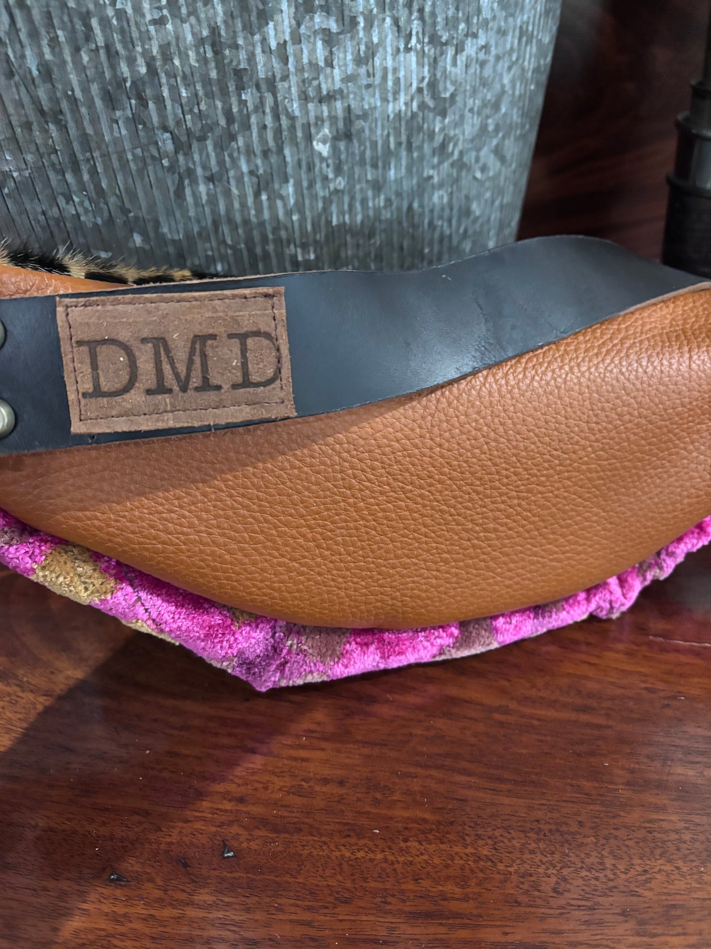 Sling Bag Pink & Cheetah and Caramel Leather - DMD Bags
