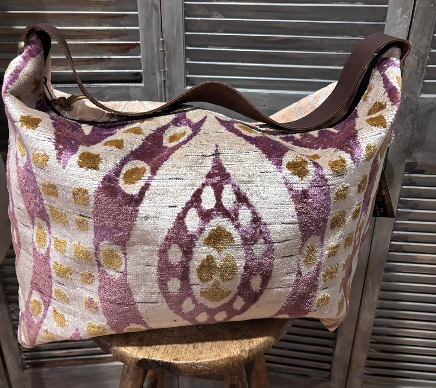 Day Bag Rose Gold Tiger Cut Velvet & Chenille “ Seaside Collection” - DMD Bags