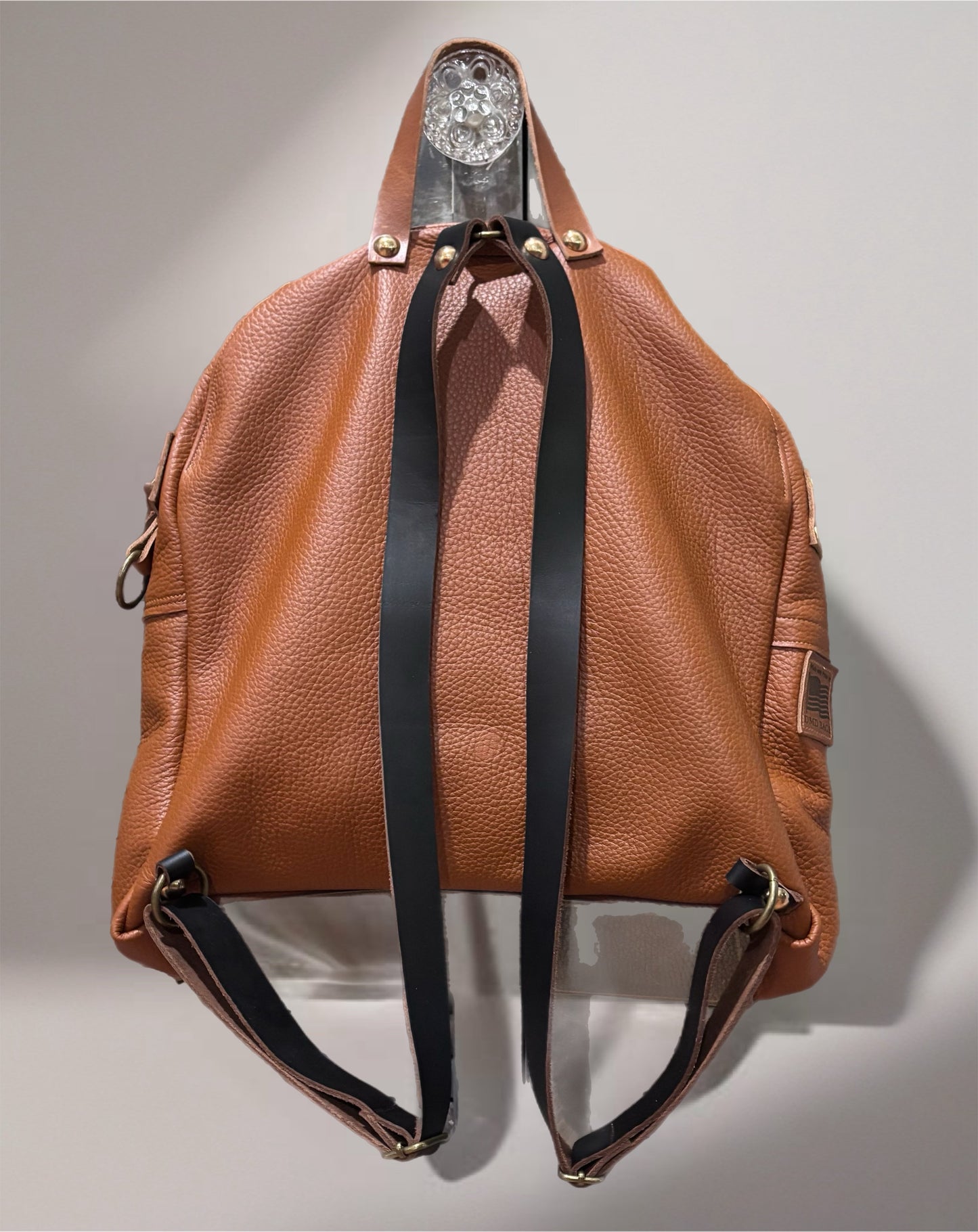 All Leather Backpack- Caramel Pebble Grain Leather with Gold Hardware “ Medium”