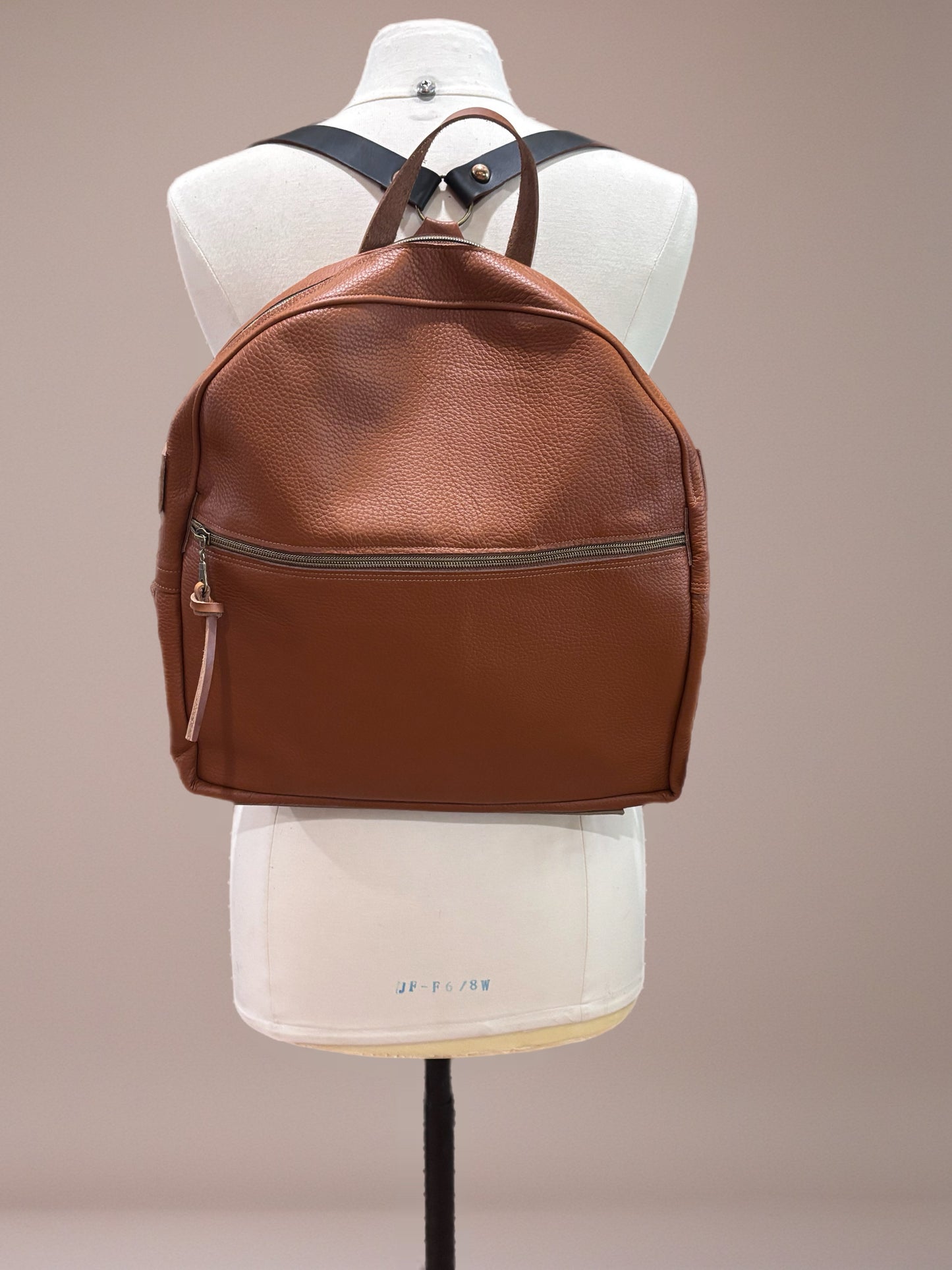 All Leather Backpack- Caramel Pebble Grain Leather with Gold Hardware “ Medium”