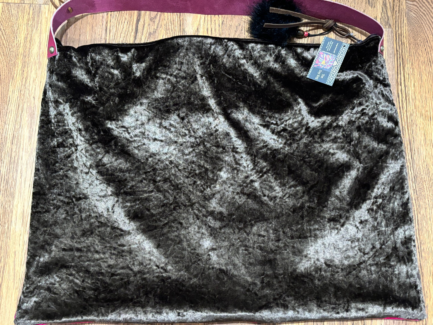 Day Bag-Fuchsia cut velvet & chocolate crush - DMD Bags