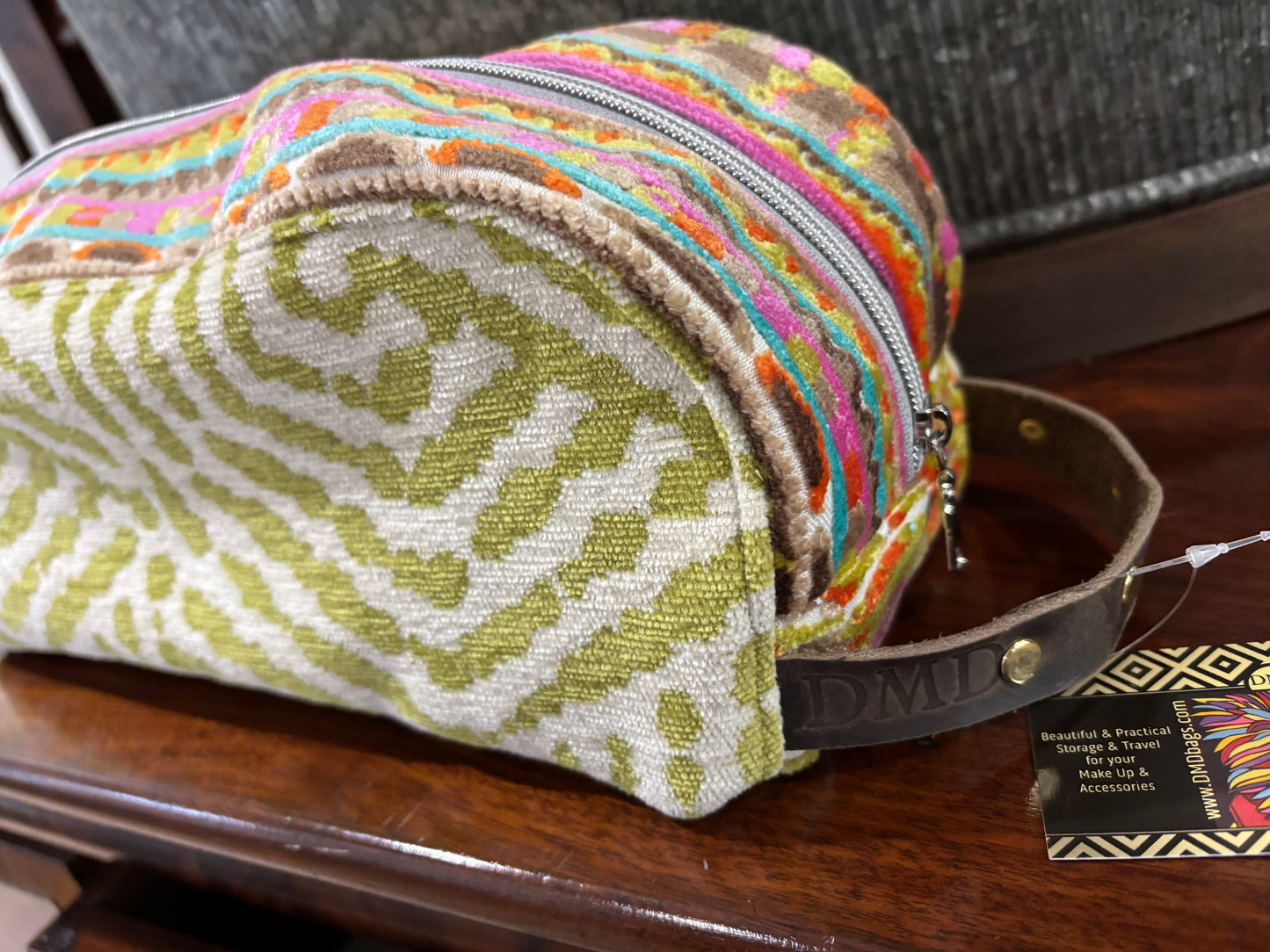 Vanity Bag Lime & Citrus Aztec with rivet trim - DMD Bags