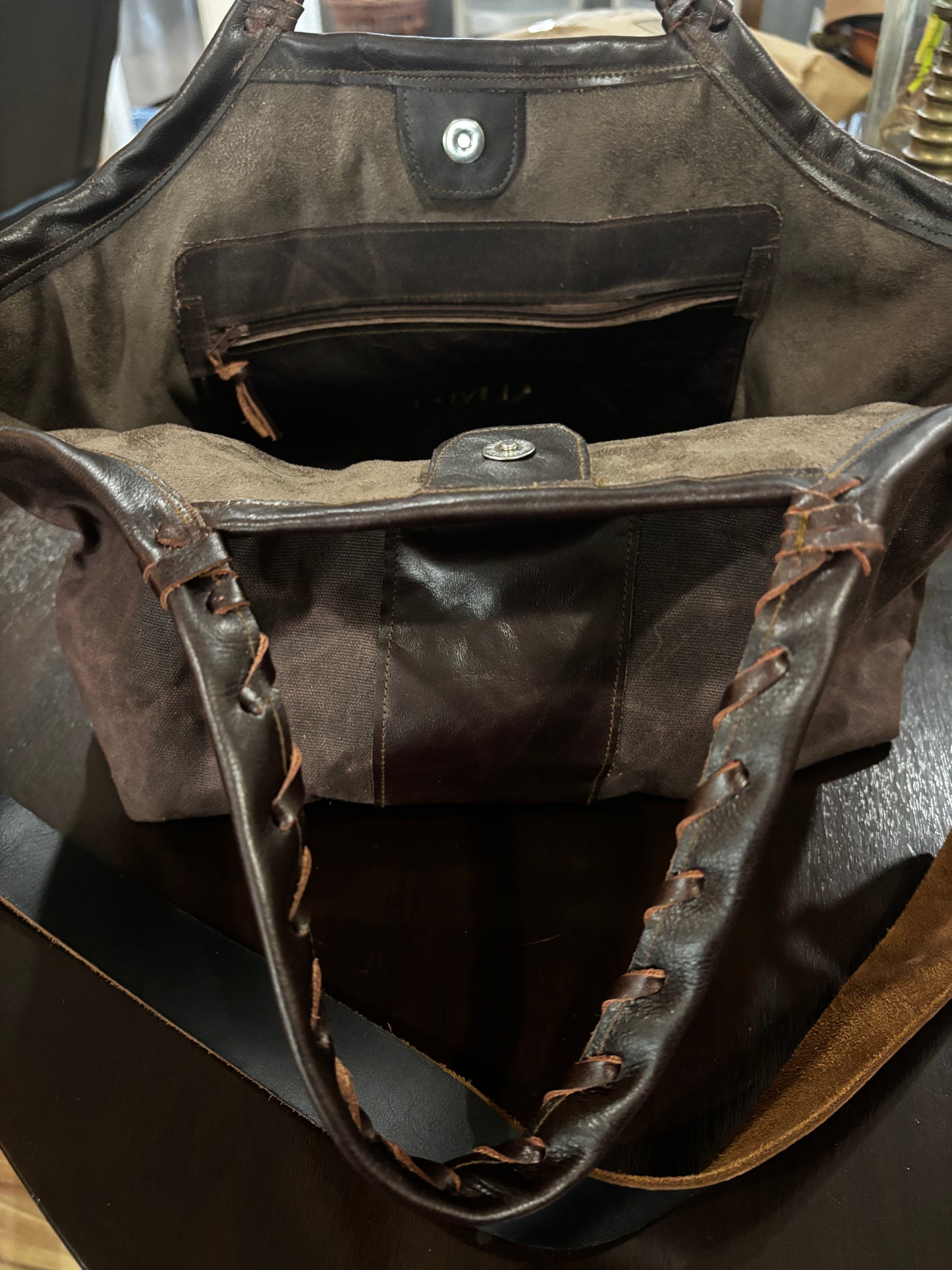 The GiGi Bag-Chocolate Coated Canvas