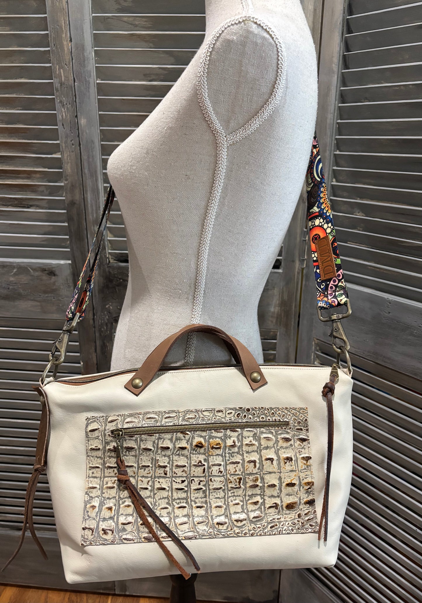 Summer Satchel with removable and adjustable printed shoulder strap