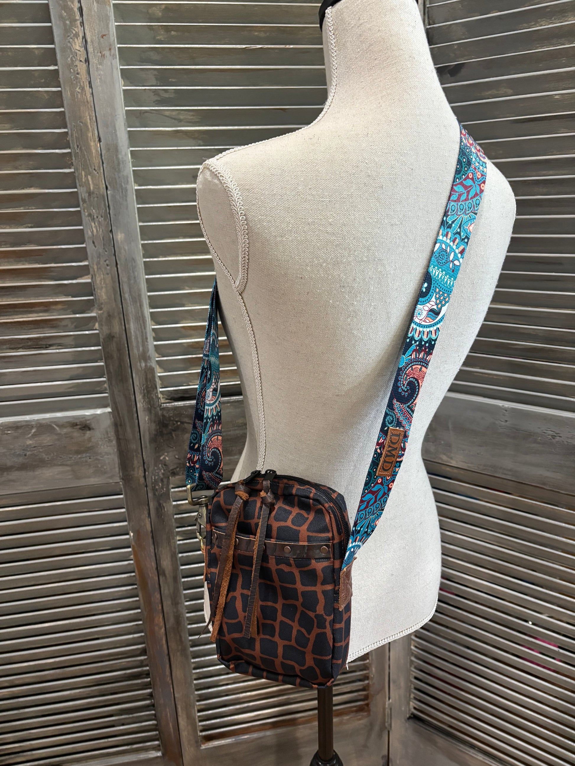 The X Bag Adjustable Printed Strap-Brown Printed Canvas - DMD Bags
