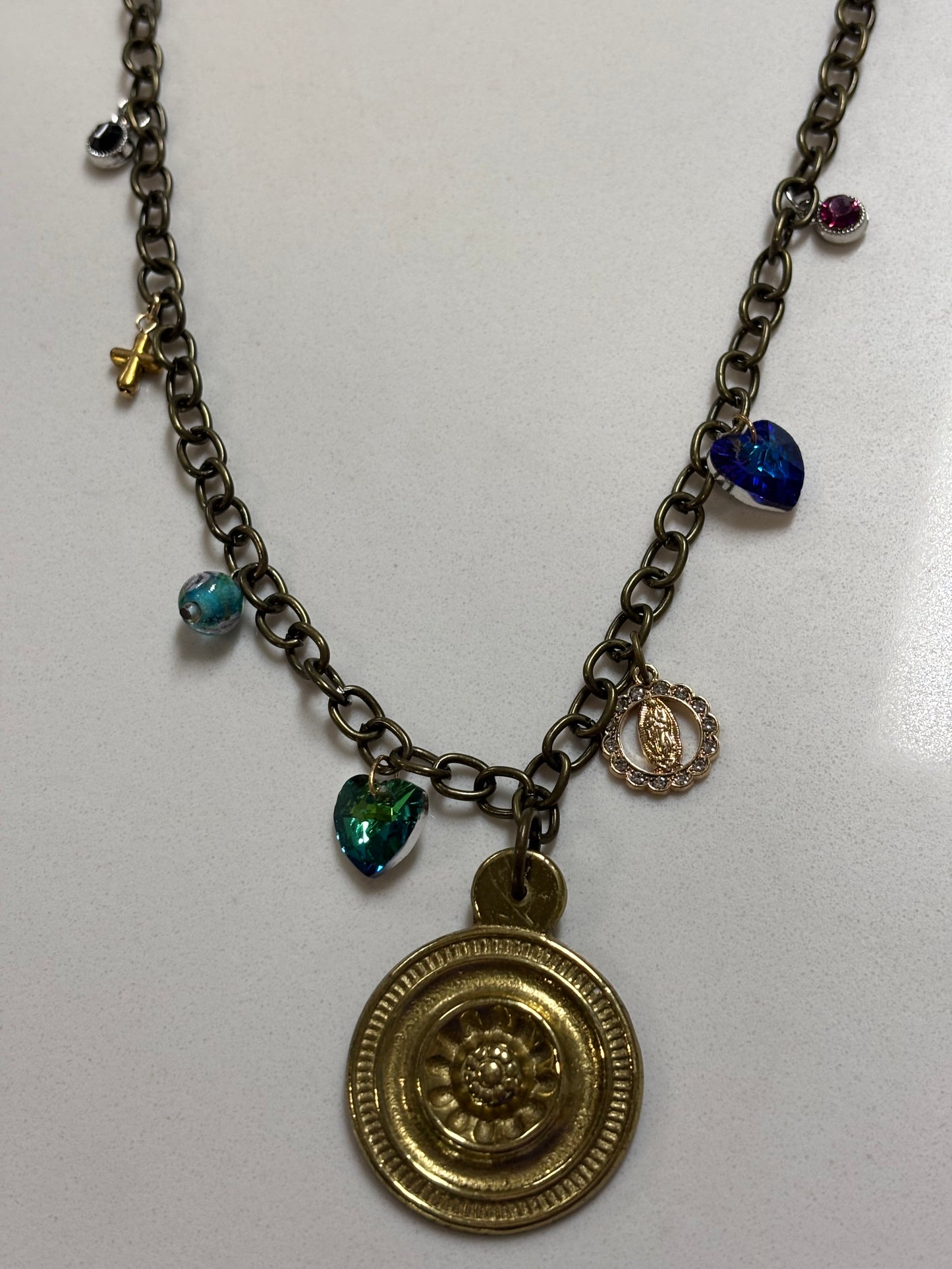Vintage Brass Hardware Charm Necklace