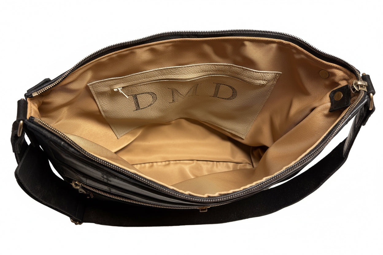 Alligator Bag- Black leather and genuine Florida Gator - DMD Bags