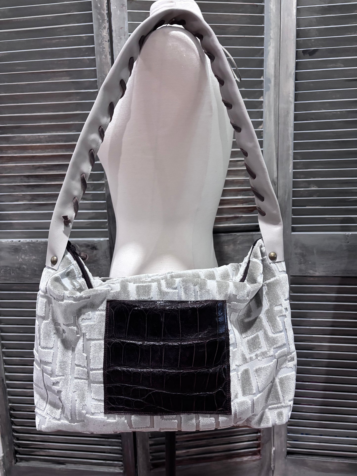 #529 Silver Ice with Genuine Alligator Hide - DMD Bags