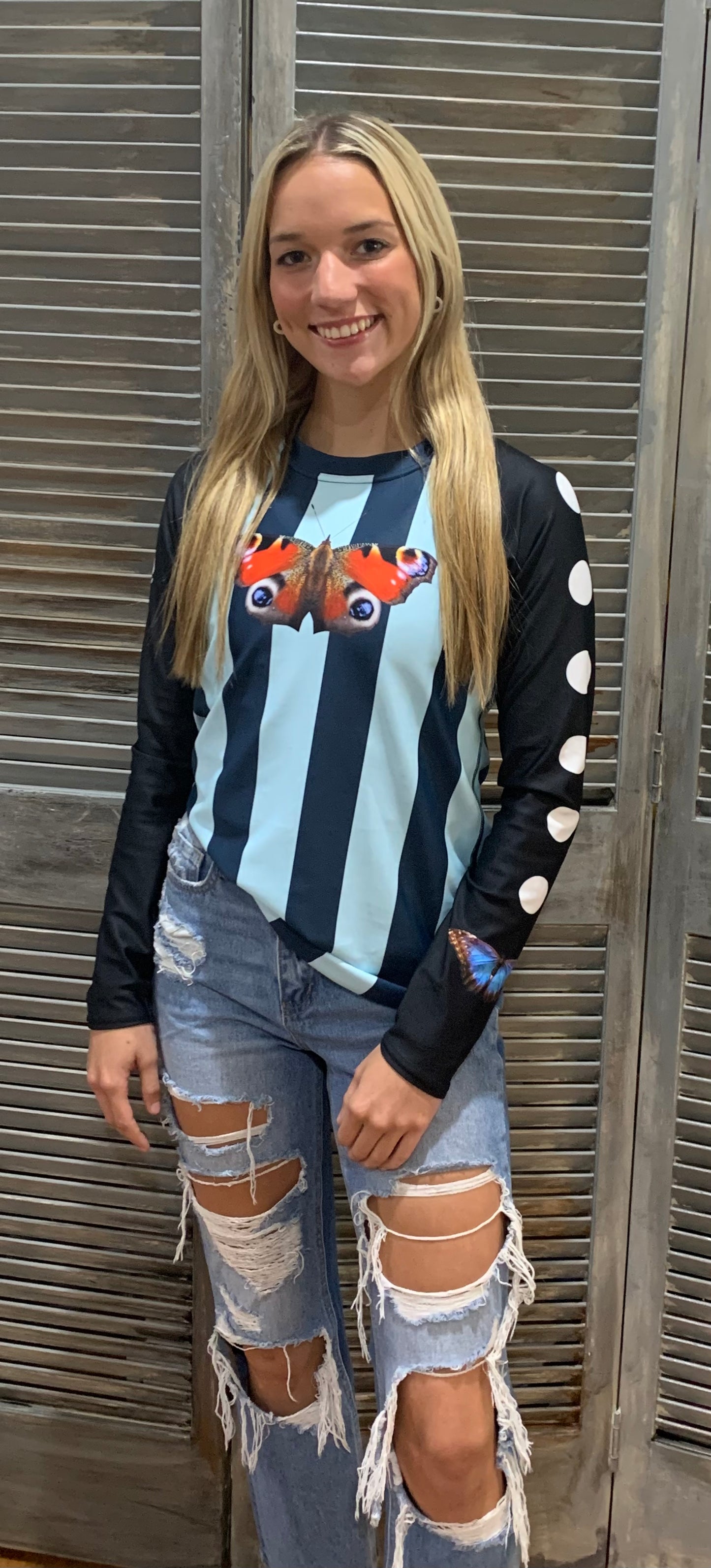 Long Sleeve Lycra Top Butterflies and Fly Balls - DMD Bags