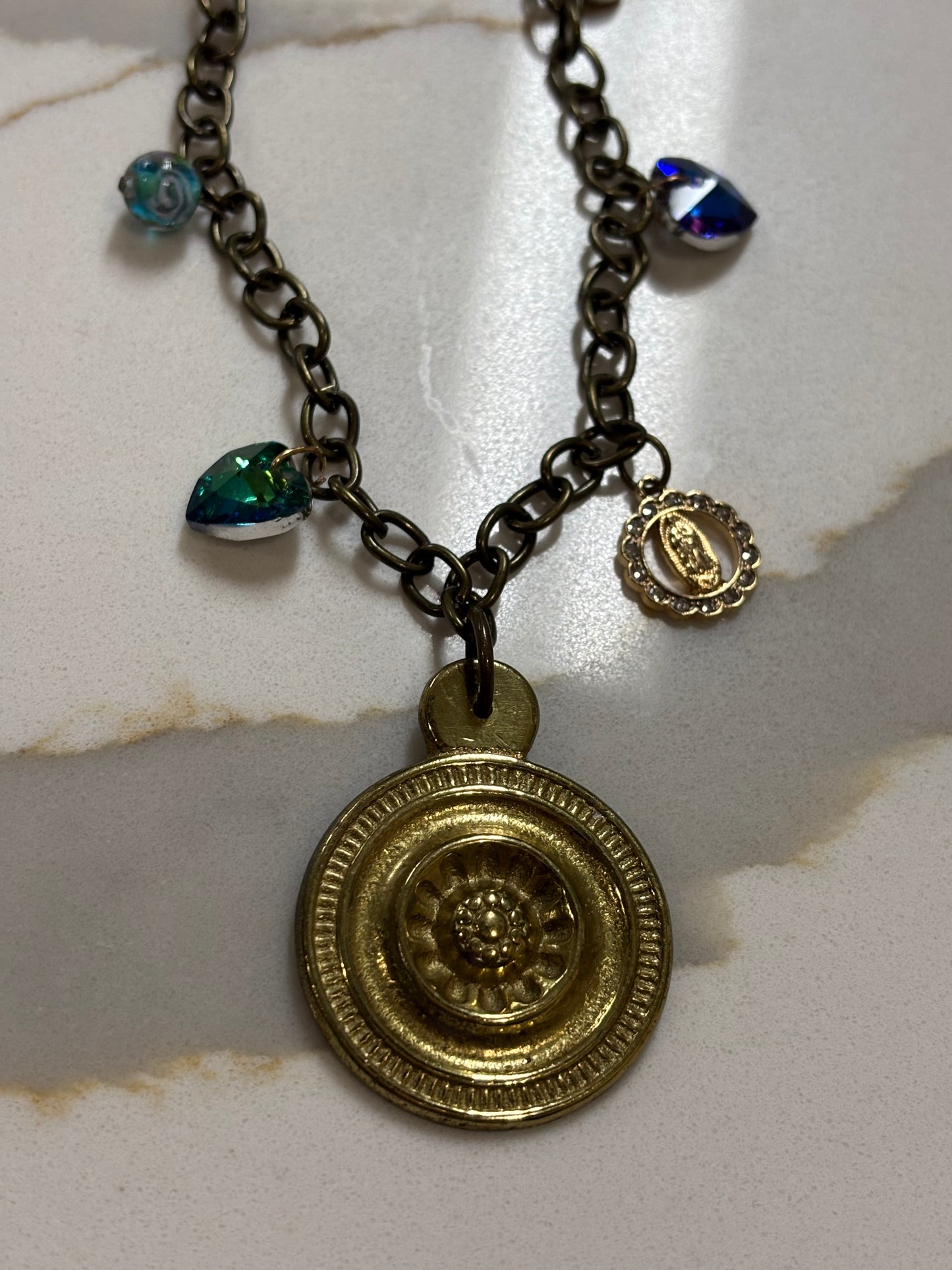 Vintage Brass Hardware Charm Necklace
