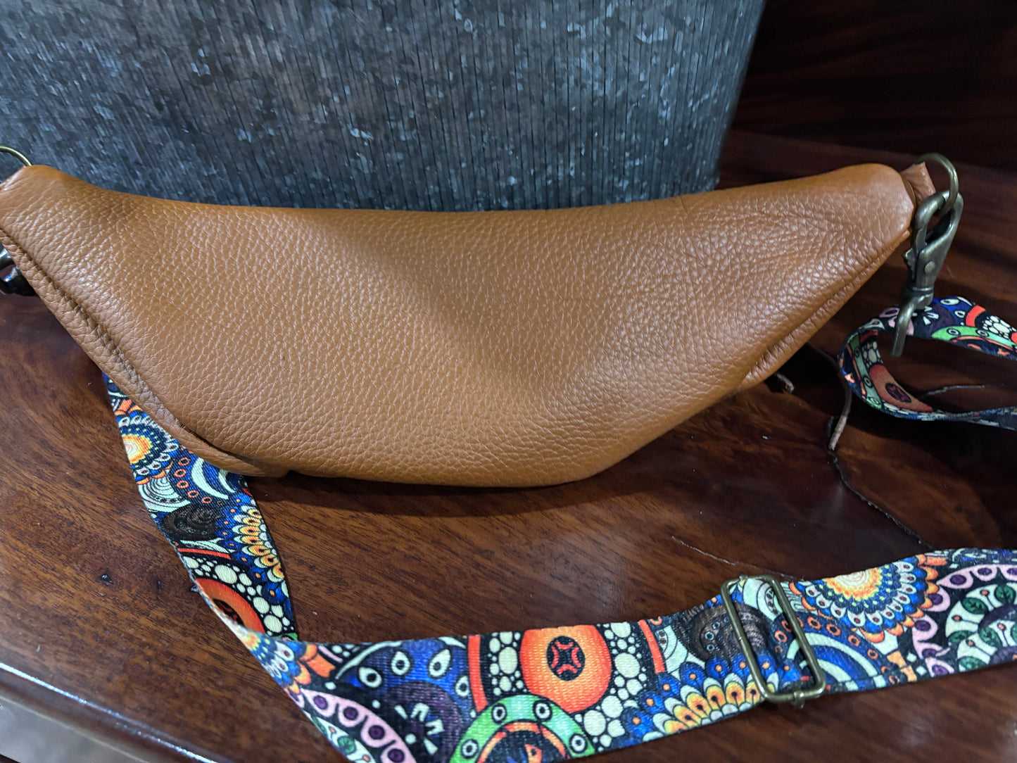 Sling Bag Caramel Leather- Adjustable strap - DMD Bags