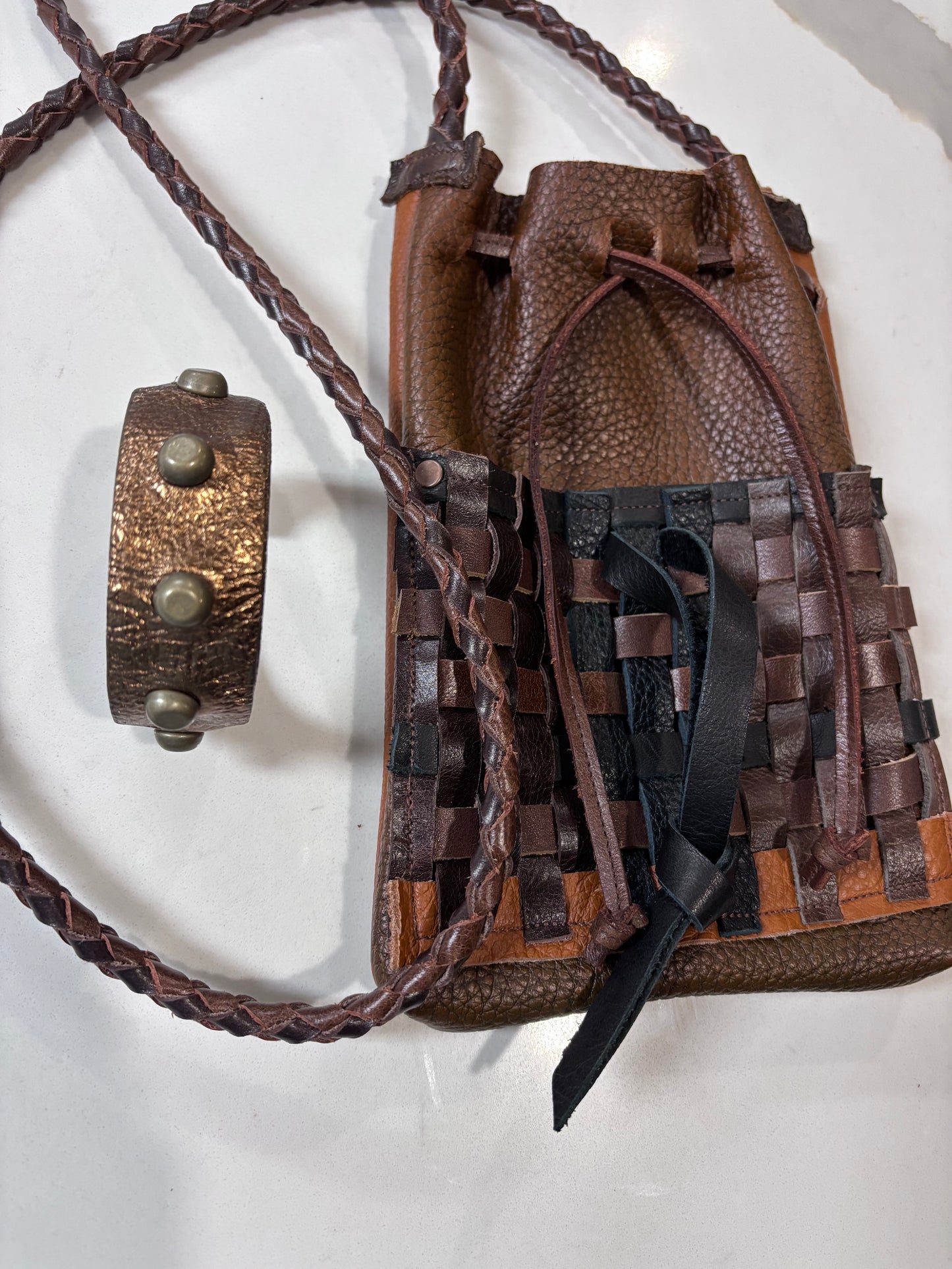 Copper Nailhead Leather Cuff - DMD Bags