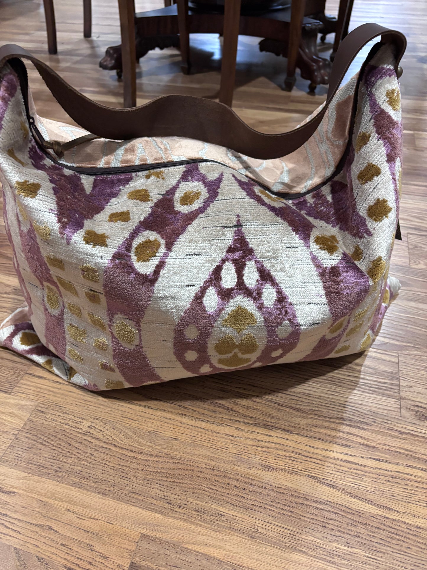 Day Bag Rose Gold Tiger Cut Velvet & Chenille “ Seaside Collection” - DMD Bags