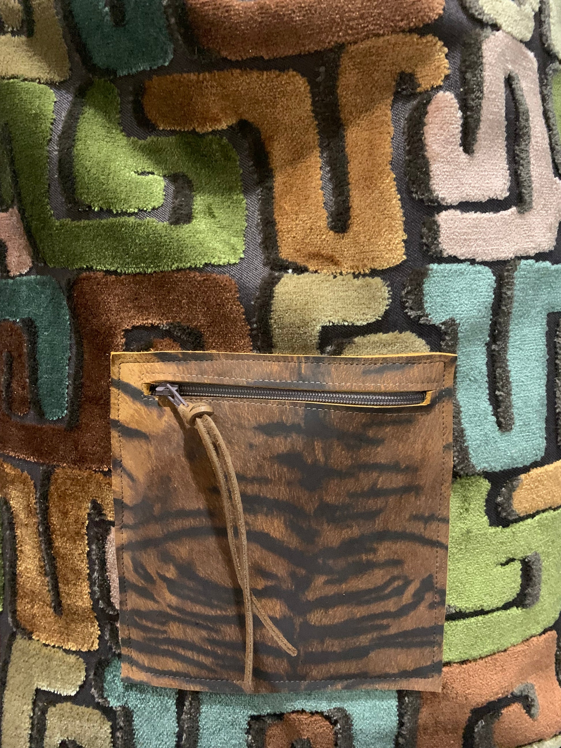Pillow Bag Kuba Cloth cut velvet & Tiger Chenille - DMD Bags