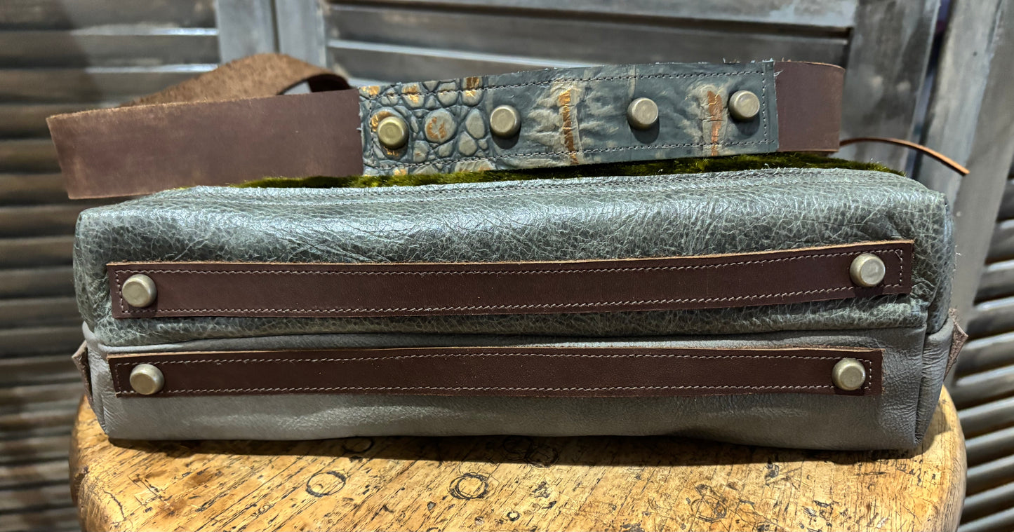 One of a kind, Mini Satchel 13” x 10 x 3” footed bottom