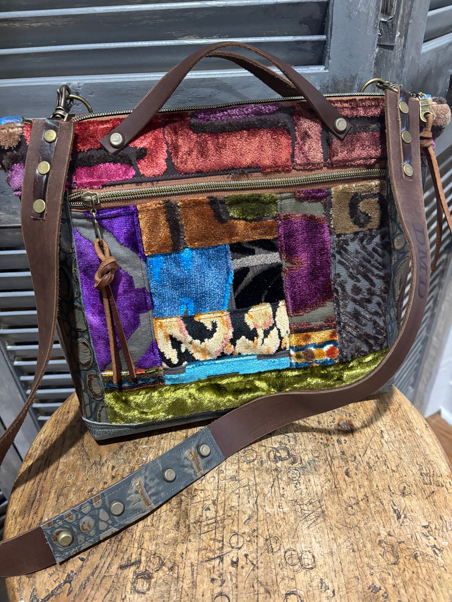 One of a kind, Mini Satchel 13” x 10 x 3” footed bottom