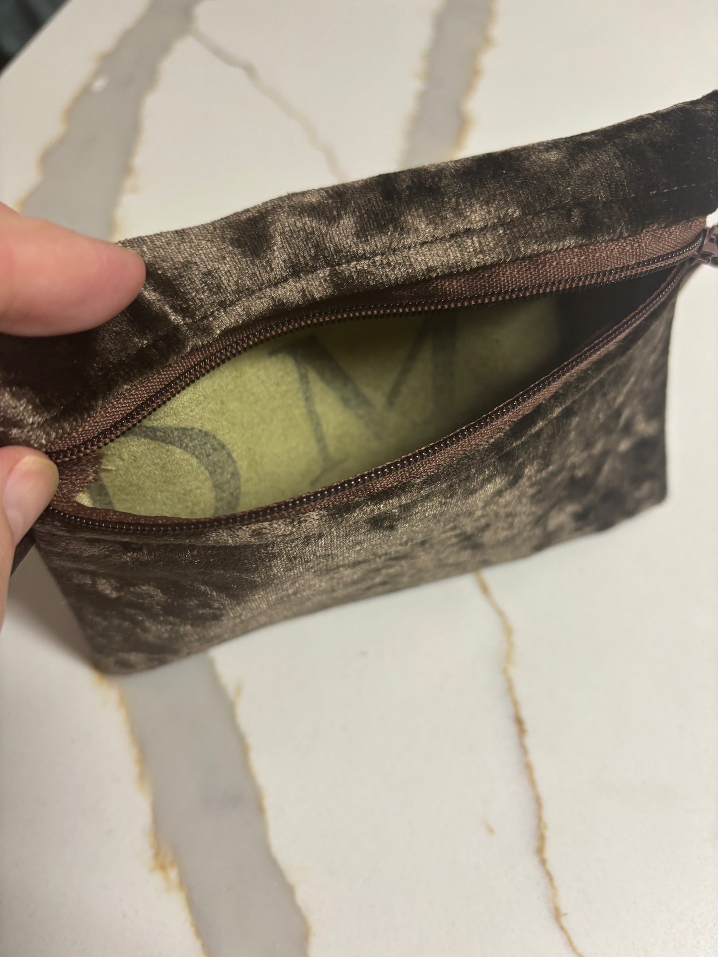 Clip on Pouch 6x4 Chocolate Brown Crush Velvet