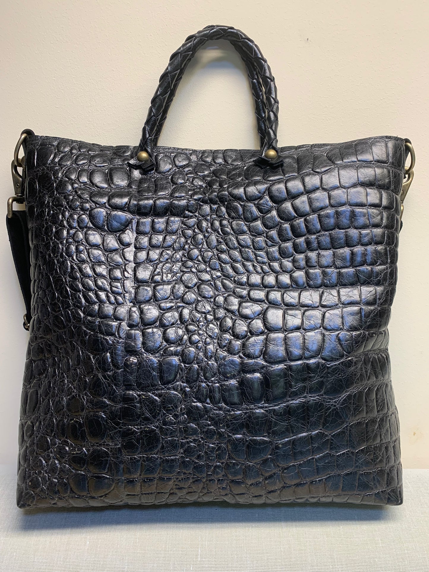Black Leather Satchel One of a Kind Adjustable Shoulder Strap - DMD Bags