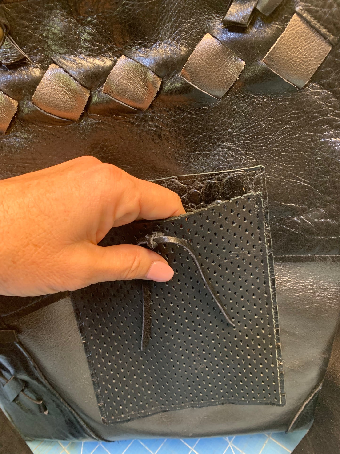 Black Leather Satchel One of a Kind Adjustable Shoulder Strap - DMD Bags