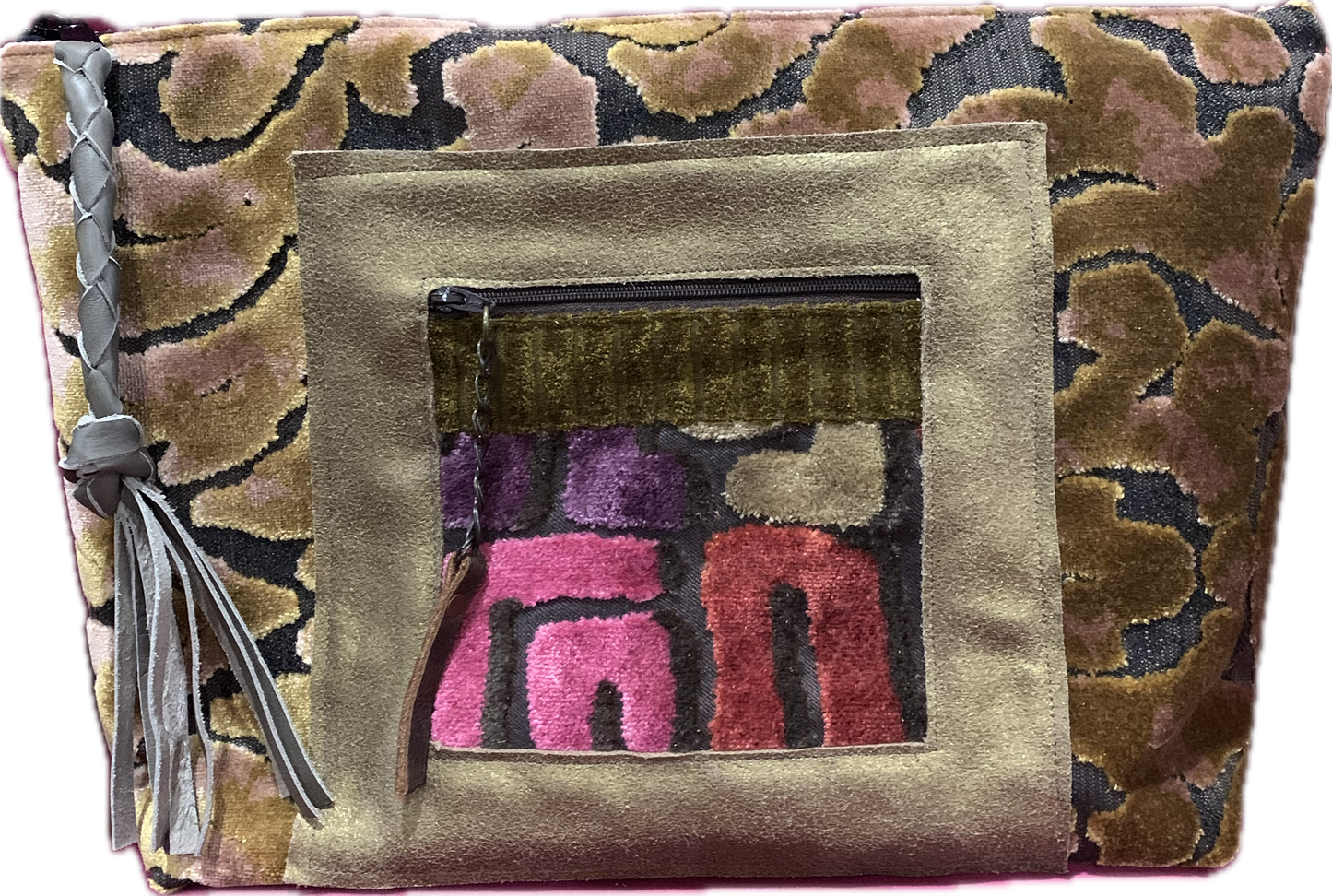 Jumbo Make Up Bronze Damask & Kuba Cloth Cut Velvet