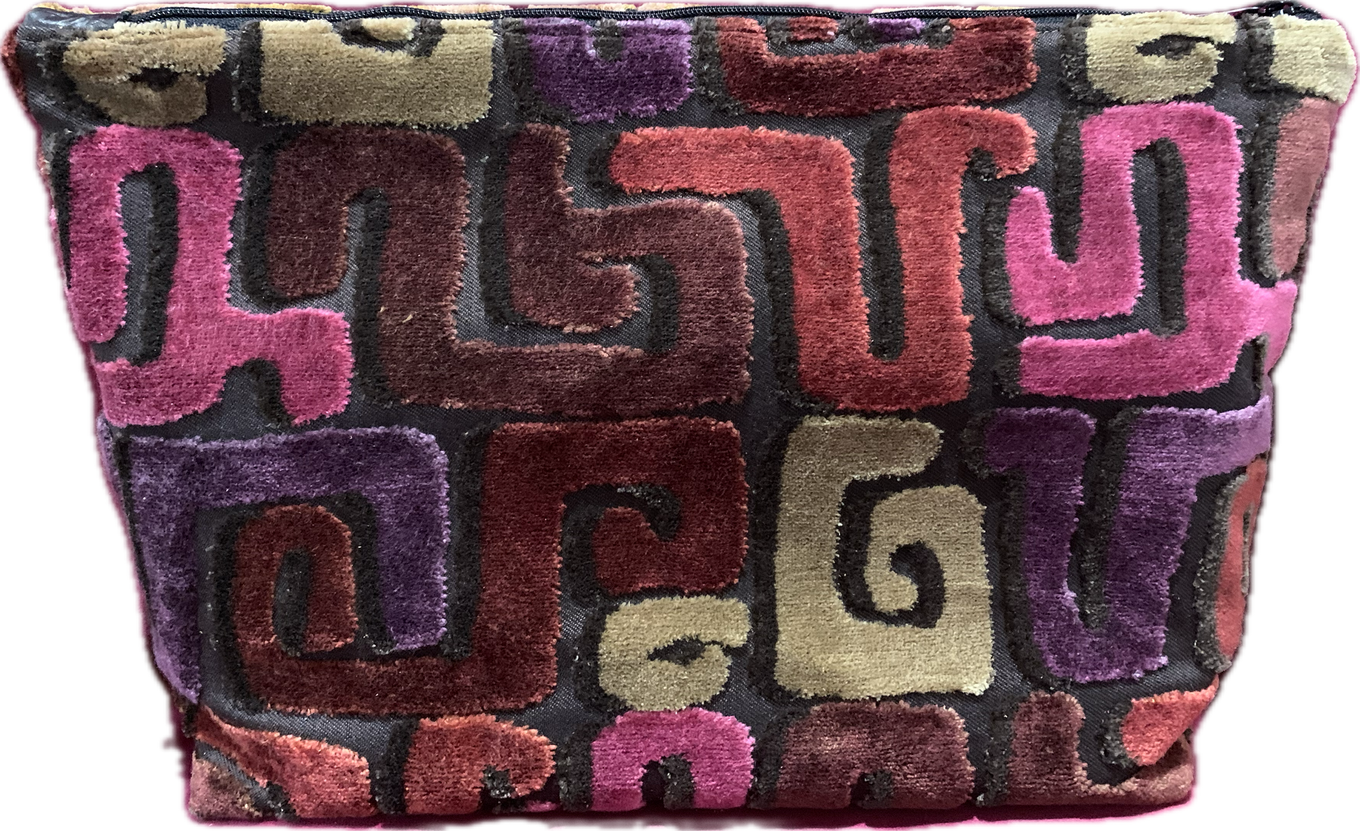 Jumbo Make Up Bronze Damask & Kuba Cloth Cut Velvet - DMD Bags