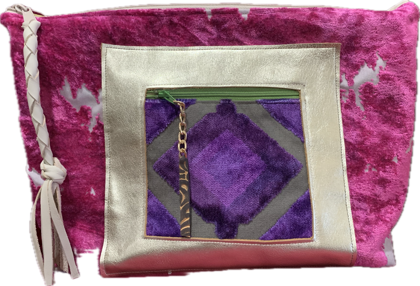 Jumbo Make Up Pink, Purple & Lime Metallic Gold Leather