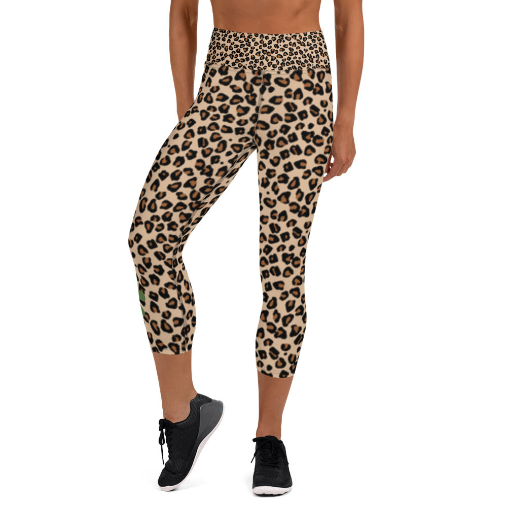 Yoga Capri Leggings Cheetah with Flower - DMD Bags