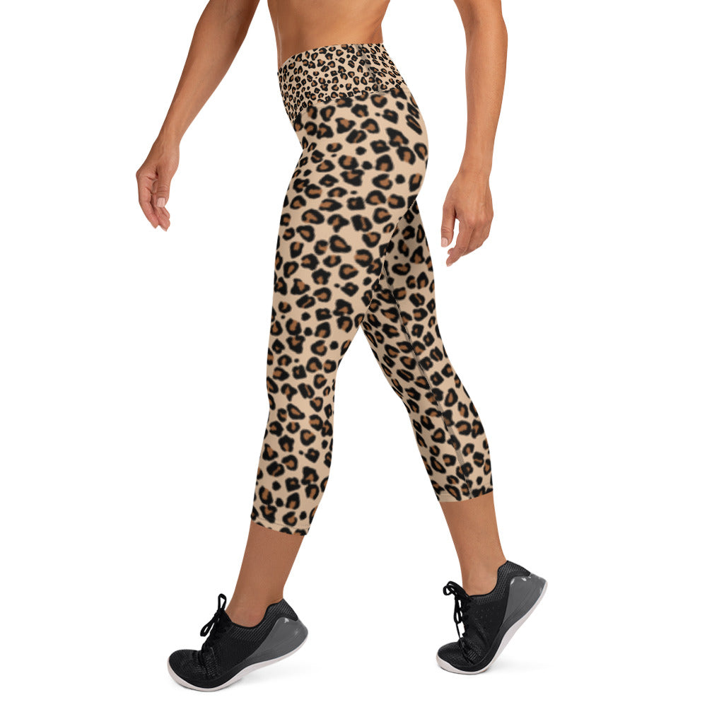 Yoga Capri Leggings Cheetah with Flower - DMD Bags