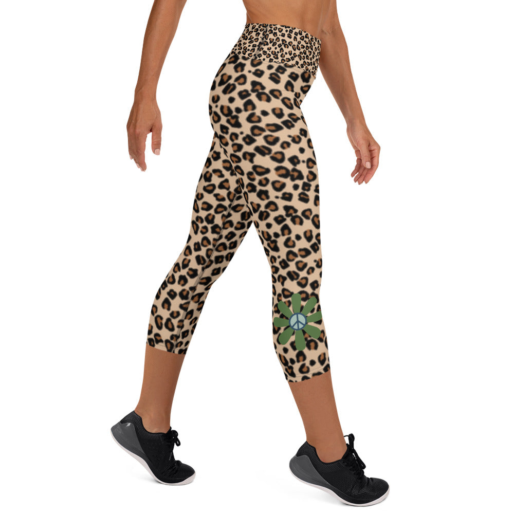 Yoga Capri Leggings Cheetah with Flower - DMD Bags