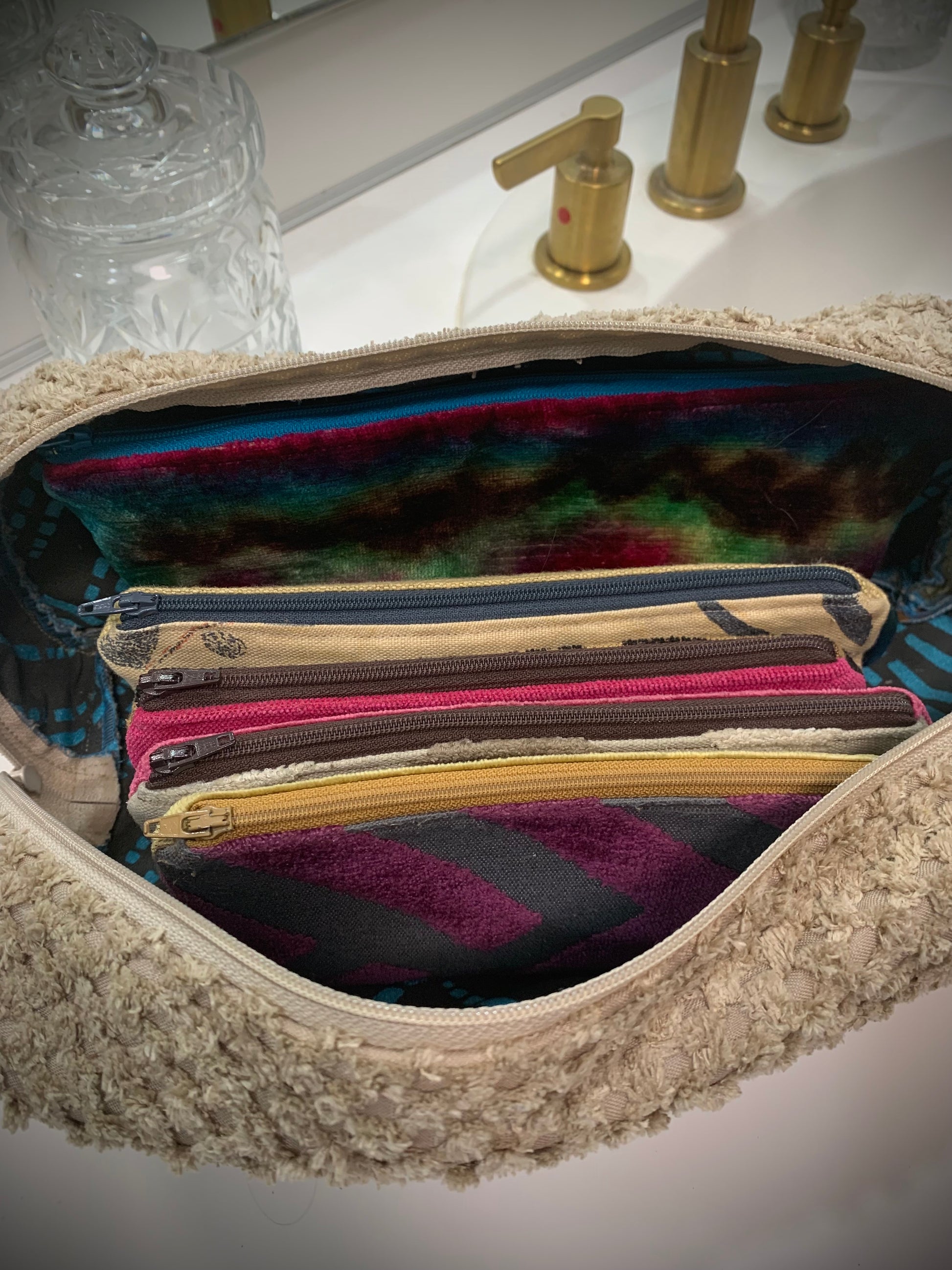 Vanity Bag Biscotti Check Chenille - DMD Bags