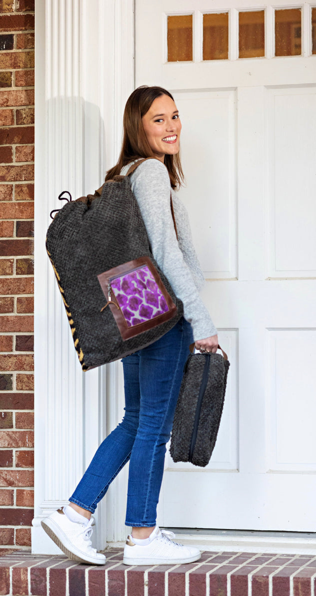 Vanity Bag Chunky chenille in charcoal - DMD Bags