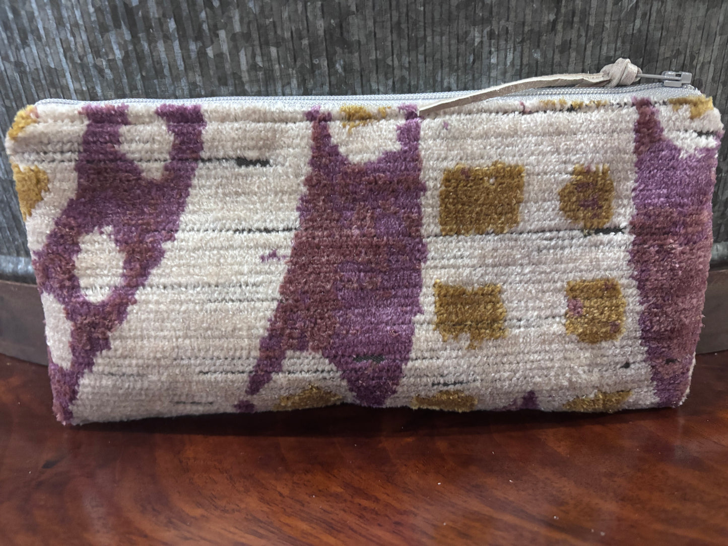 Patchwork Pouch 9.5 x 4.5 Cream & Rose cut velvets