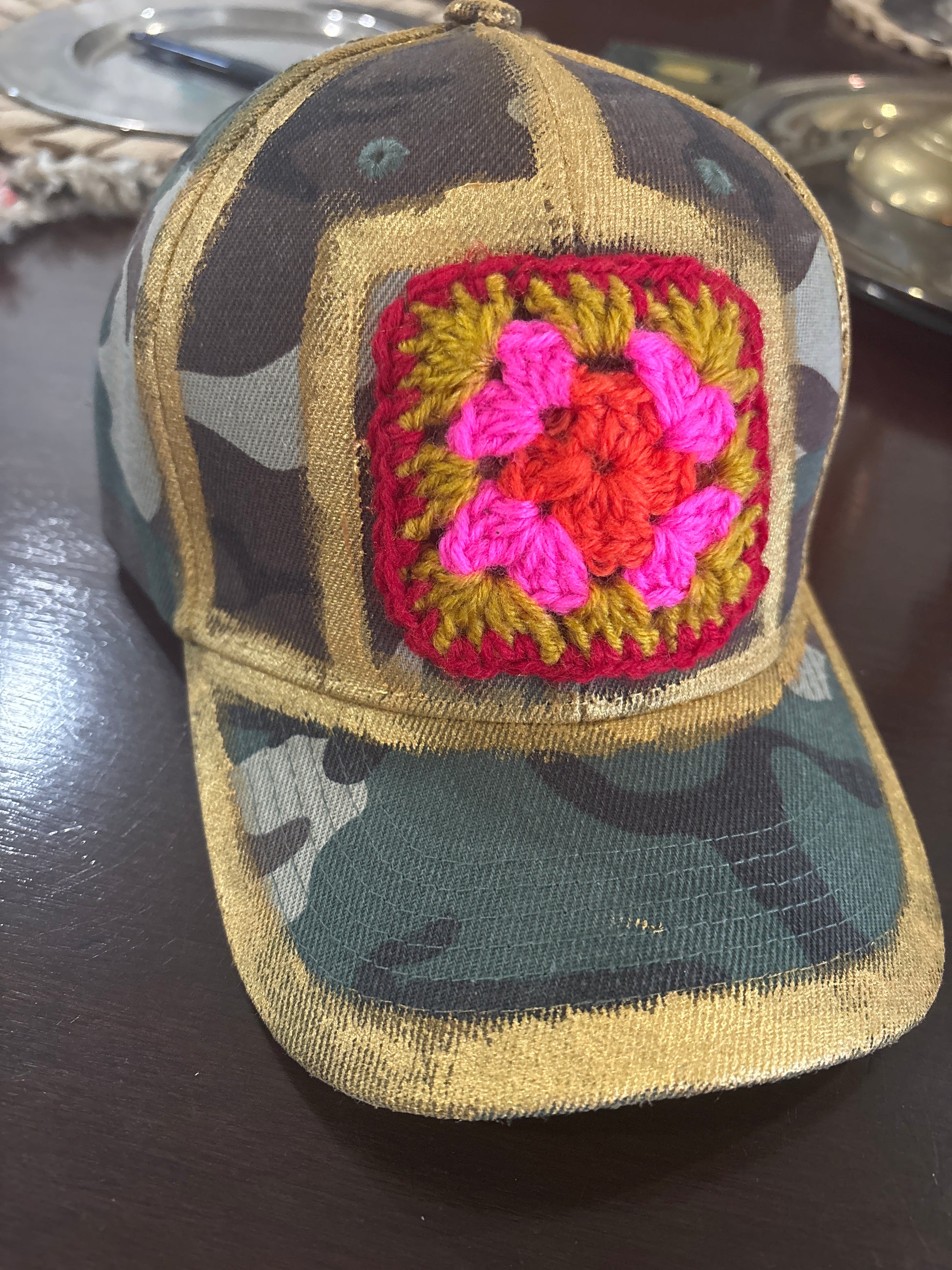 Camo Hand painted and Handmade Granny Square - DMD Bags