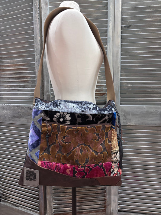 One of a kind Large Patchwork Bag Leather Back - DMD Bags