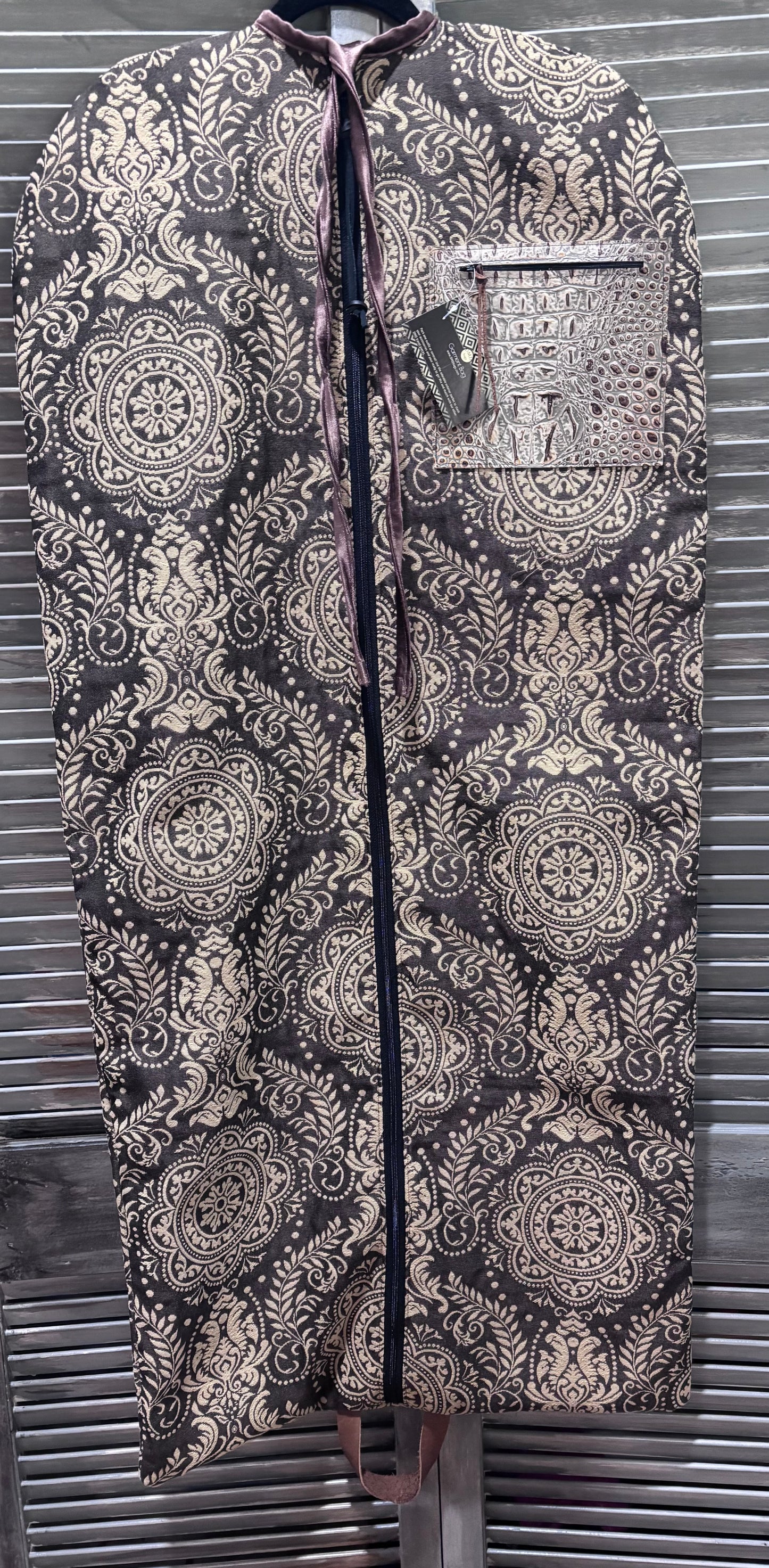 Garment Bag Medallion with emboss croc pocket
