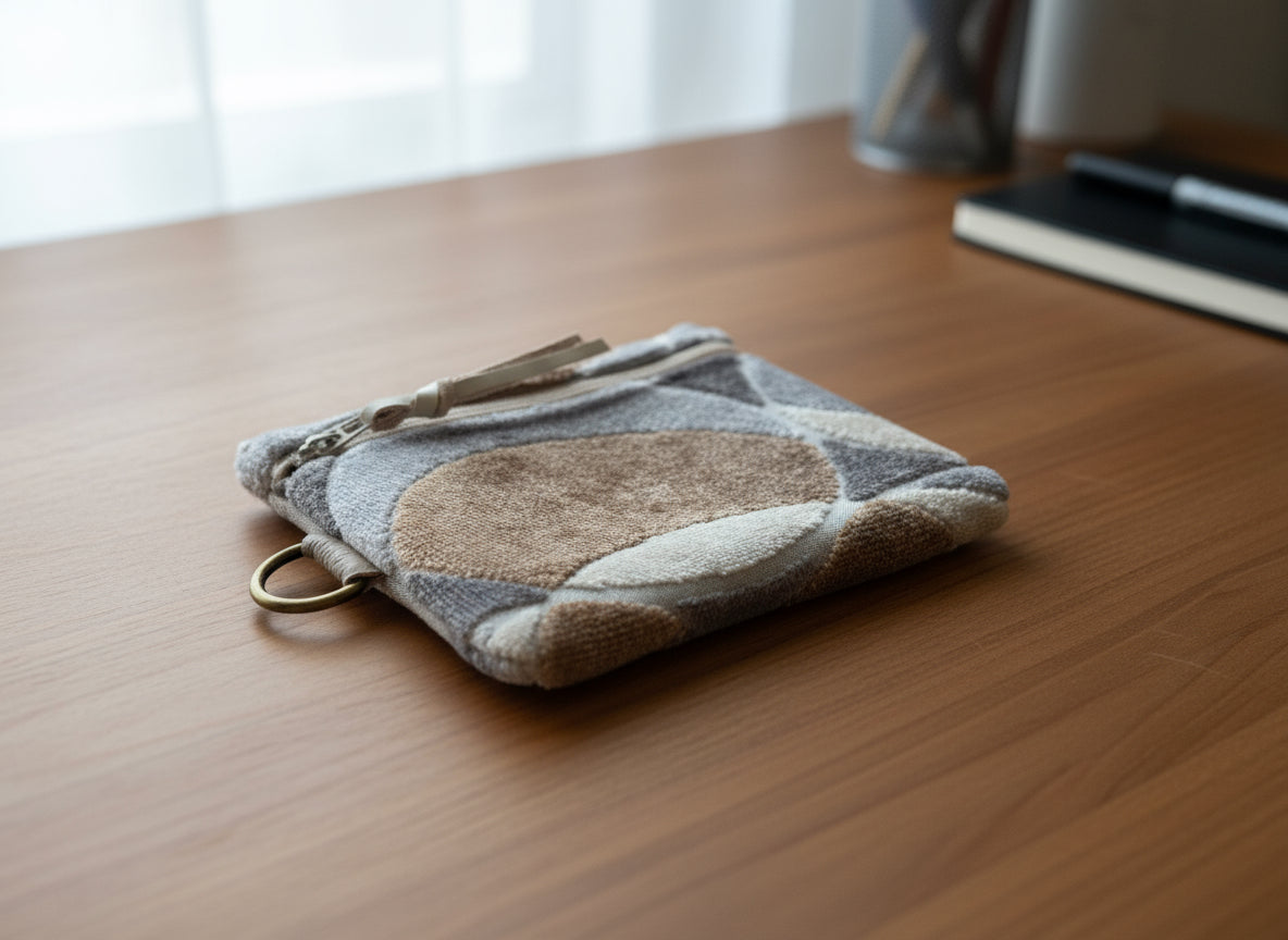 Medium Essential 4.75x5.5 case for cords or etc… works well with Companion bag-Silver, Bronze & Cream Dots Velvet - DMD Bags