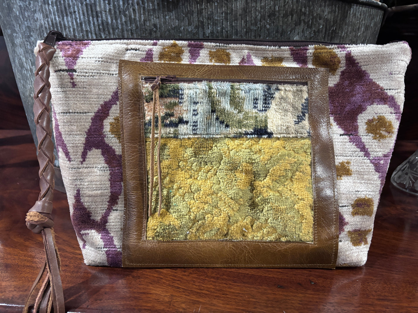 Jumbo Make Up-Vintage Chenille tapestry Pocket & Gold Tiger cut velvet - DMD Bags
