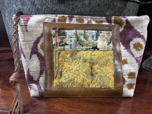 Jumbo Make Up-Vintage Chenille tapestry Pocket & Gold Tiger cut velvet - DMD Bags