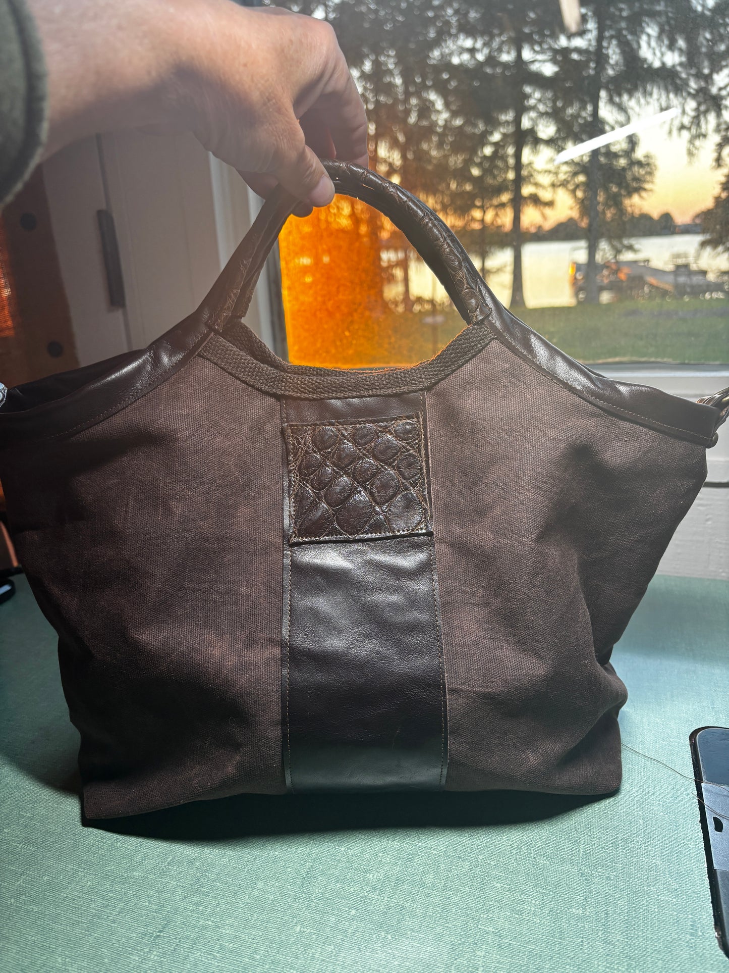 Gi-Gi Bag in Brown waxed canvas