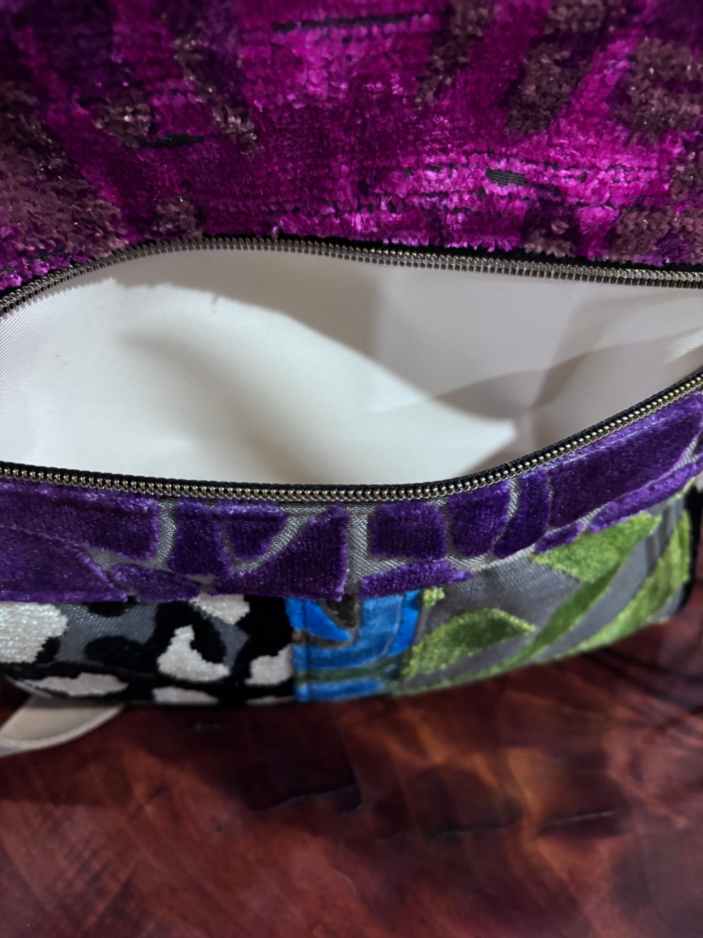 Back Pack - Smaller version in Velvet Patchwork & Leather