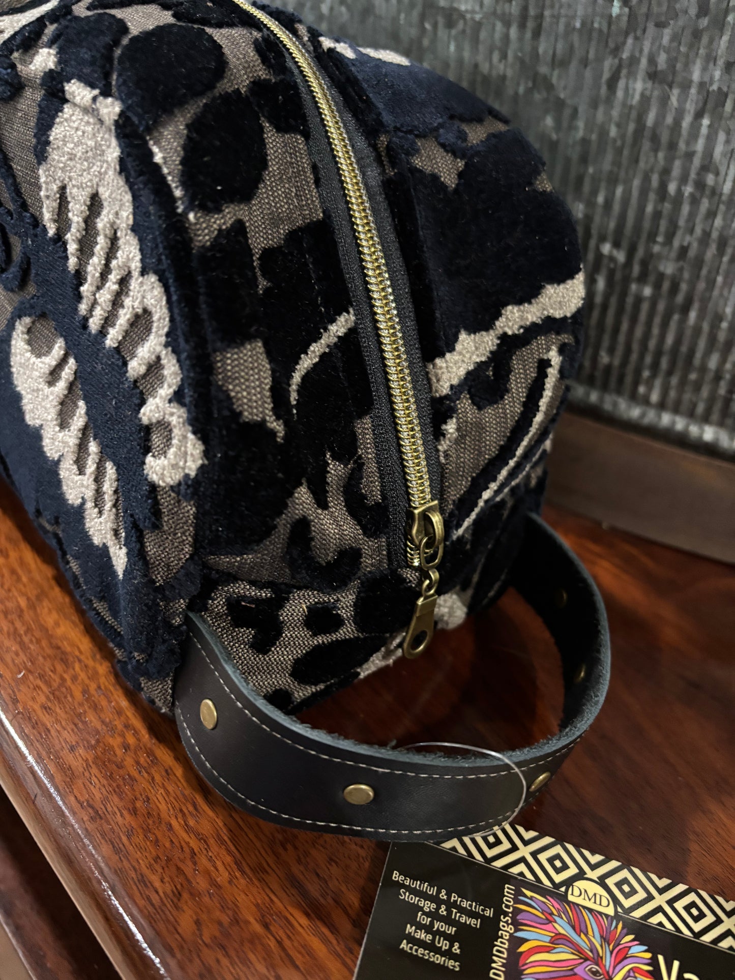 Vanity Bag Couture Cut Velvet Black & Taupe