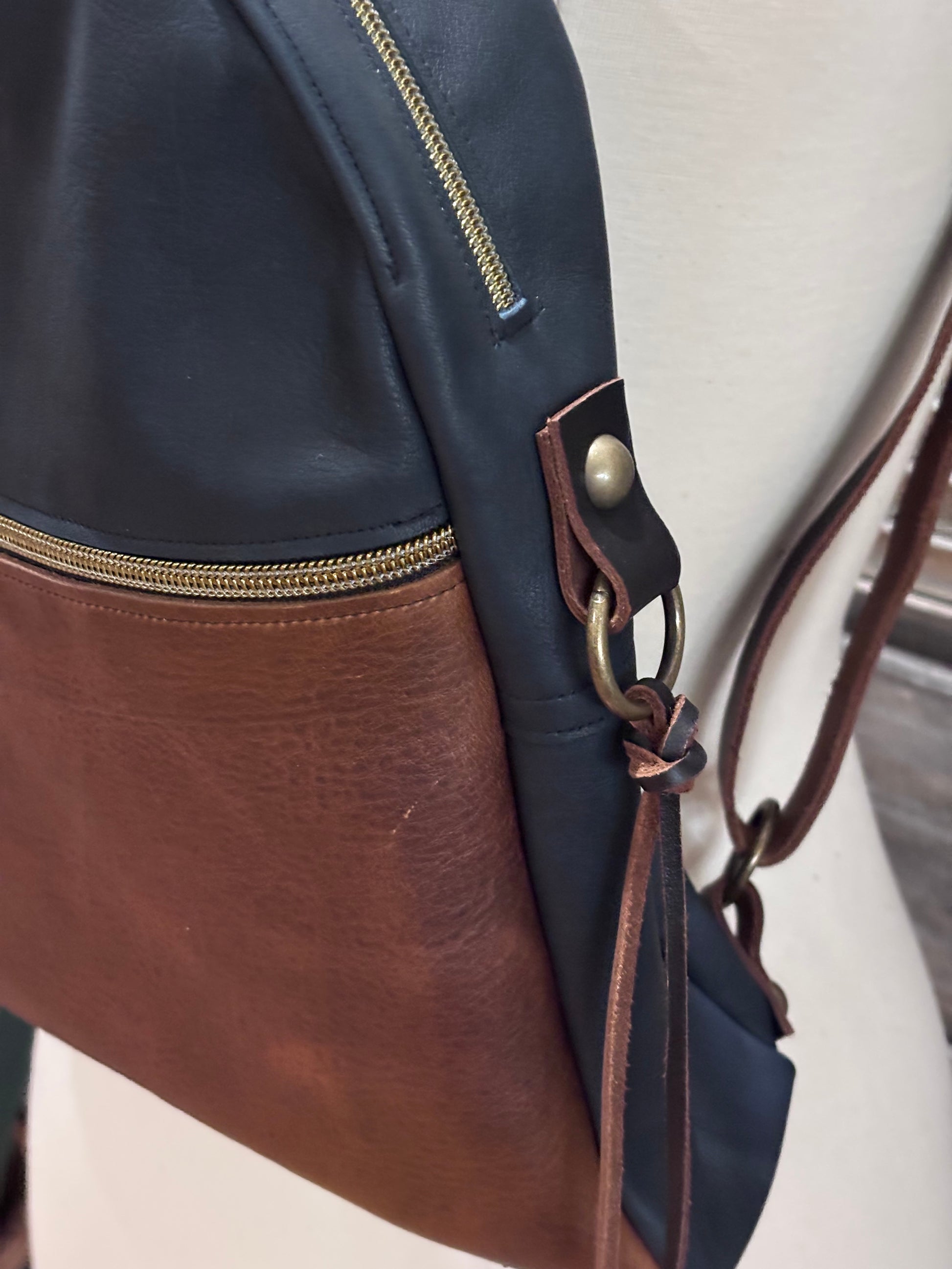 Back Pack Navy & Brown “Medium Size” - DMD Bags