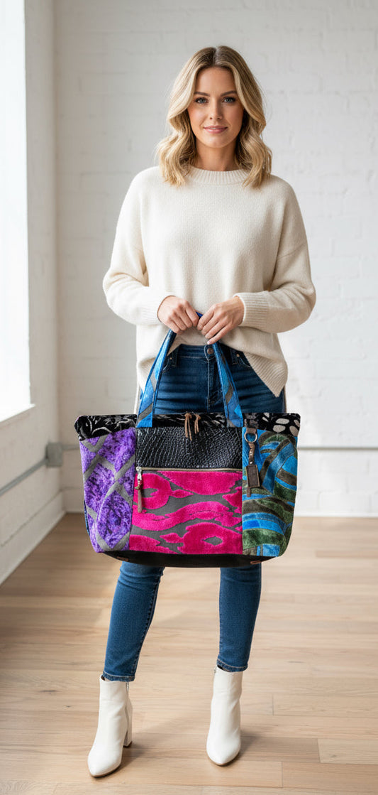 “Companion” Alligator & Cut Velvet & Leather The perfect flight bag!! - DMD Bags