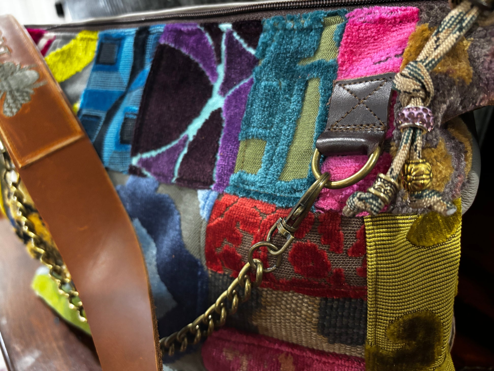 One of a kind Couture Cut Velvet Patchwork & Leather with genuine alligator trim - DMD Bags