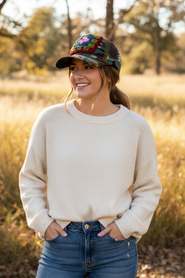Granny Square Camo Hat