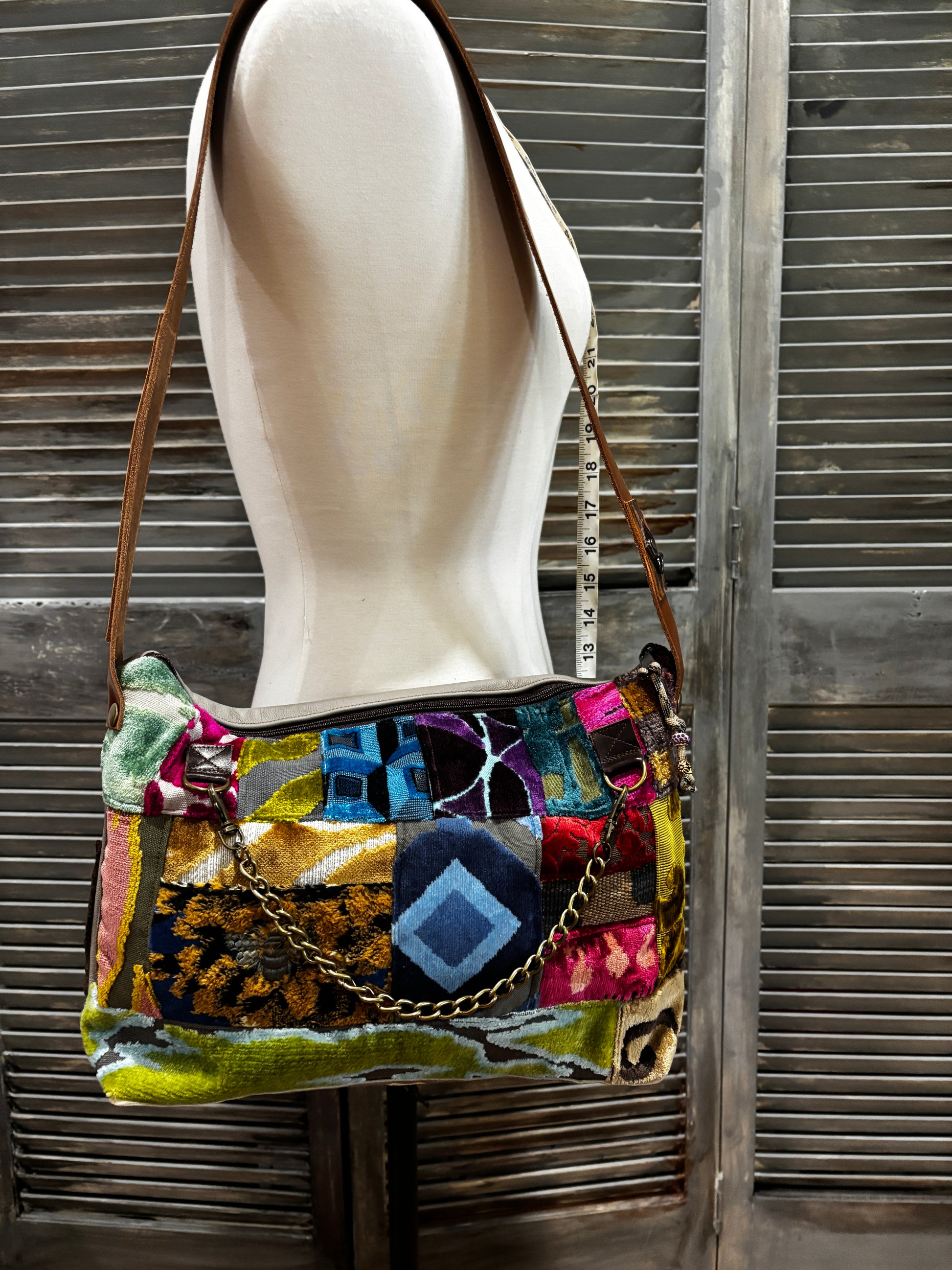 One of a kind Couture Cut Velvet Patchwork & Leather with genuine alligator trim - DMD Bags