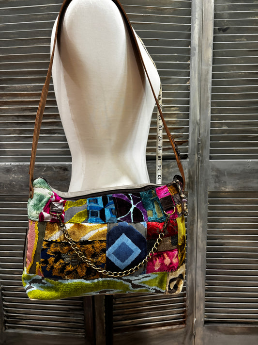 One of a kind Couture Cut Velvet Patchwork & Leather with genuine alligator trim - DMD Bags